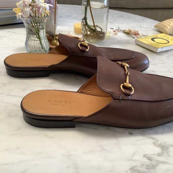 Gucci Princetown Brown Slip-On Loafers 39 - Picture 2 of 8